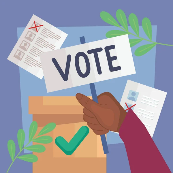 Vote Urn Afro Voter Poster — Vector de stock