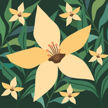 bej çiçekler ve yapraklar desen arkaplan