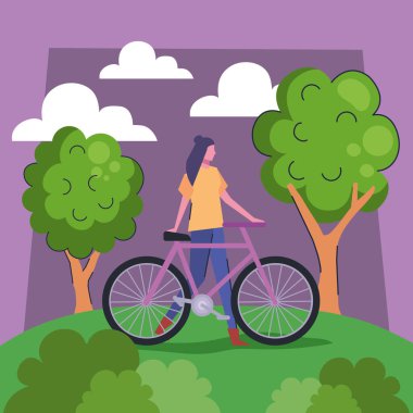 girl with bike landscape scene