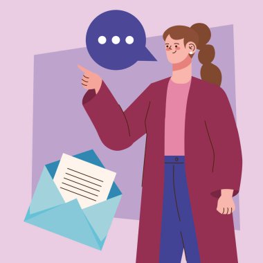 Zarflı posta karakteri olan kadın