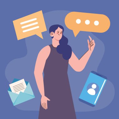 E- posta ve akıllı telefon karakteri olan kadın