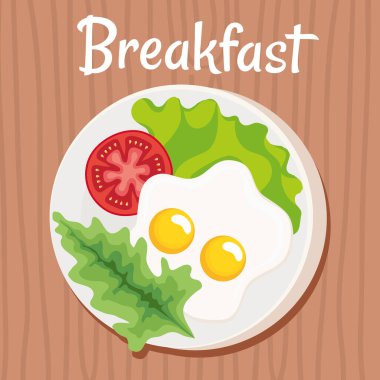 breakfast lettering with eggs frieds poster