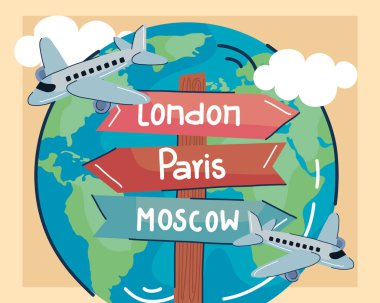 airplanes flying around world scene