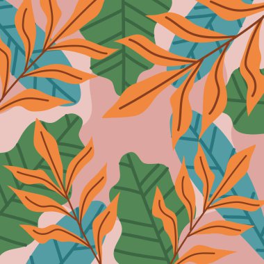 turuncu ve yeşil yapraklar desen arkaplan