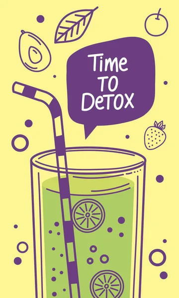 Time Detox Lettering Lemon Drink Poster — Archivo Imágenes Vectoriales