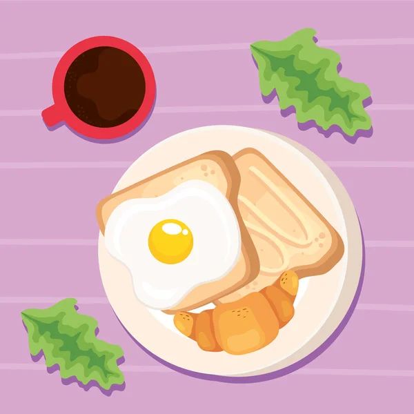 Egg Fried Coffee Breakfast — Vetor de Stock