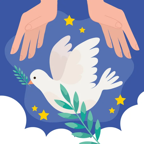 Peace Dove Stars Postcard — Stock Vector