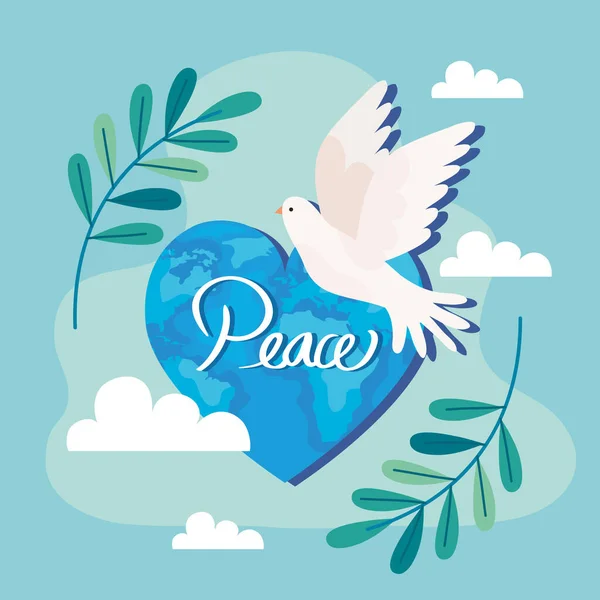 Peace Word Dove Poster — Vector de stock
