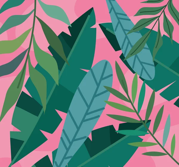 Jungle Leafs Palms Pattern Background — Vetor de Stock