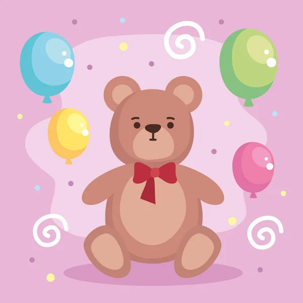 Teddy Bear Balloons Helium Decoration — Διανυσματικό Αρχείο