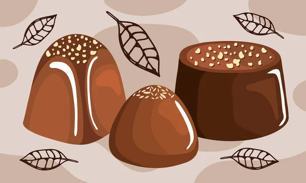 Chocolade Zoete Set Snoepjes Poster — Stockvector