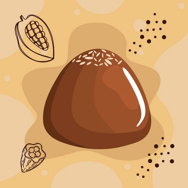 Chocolate Ball Sweet Candy Poster —  Vetores de Stock