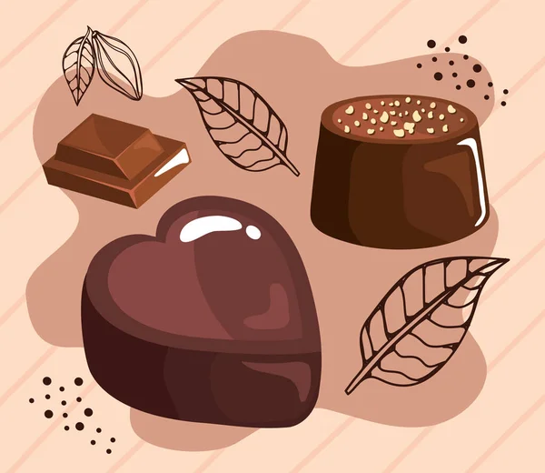 Chocolade Zoete Verschillen Snoepjes Poster — Stockvector