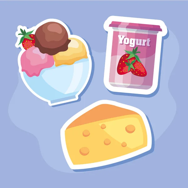 Yoghurtpot Ijsproducten — Stockvector