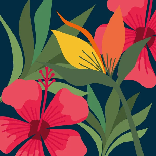 Heliconias Red Flowers Pattern Background — ストックベクタ