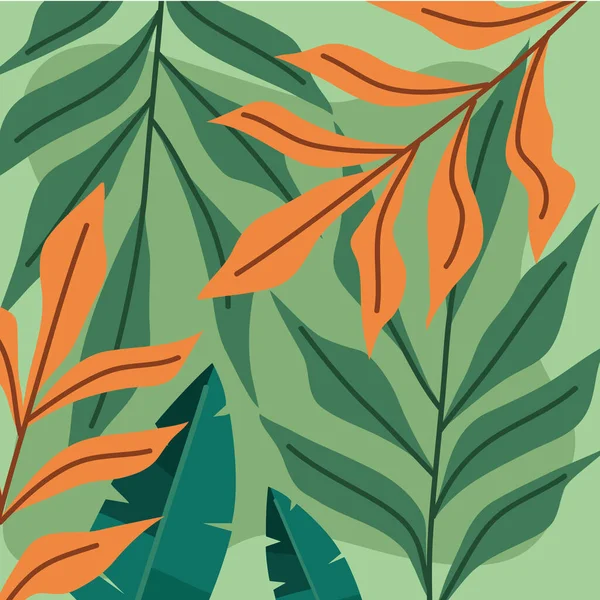 Green Orange Leafs Pattern Background — стоковый вектор