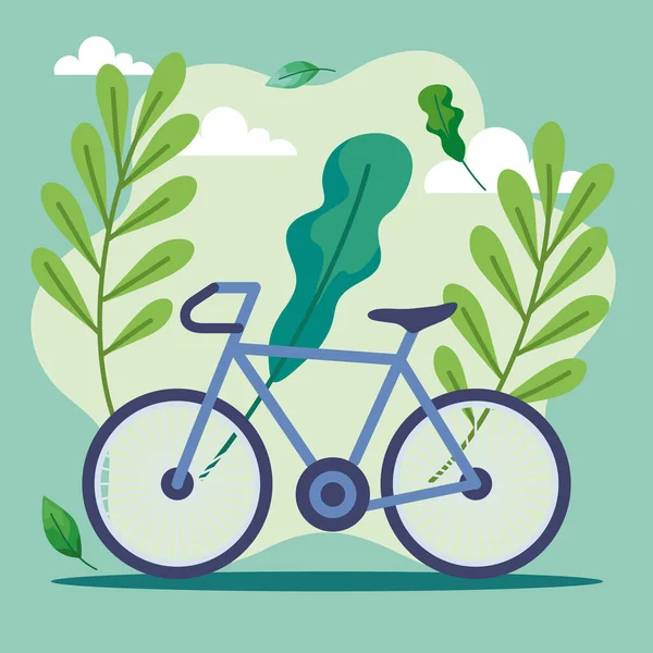 Ecology Transport Bike Leaves — Stock Vector