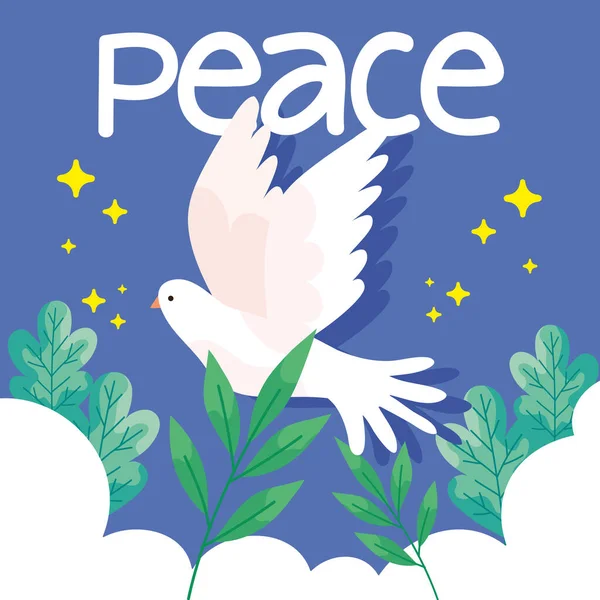 Peace Lettering Dove Poster — 스톡 벡터