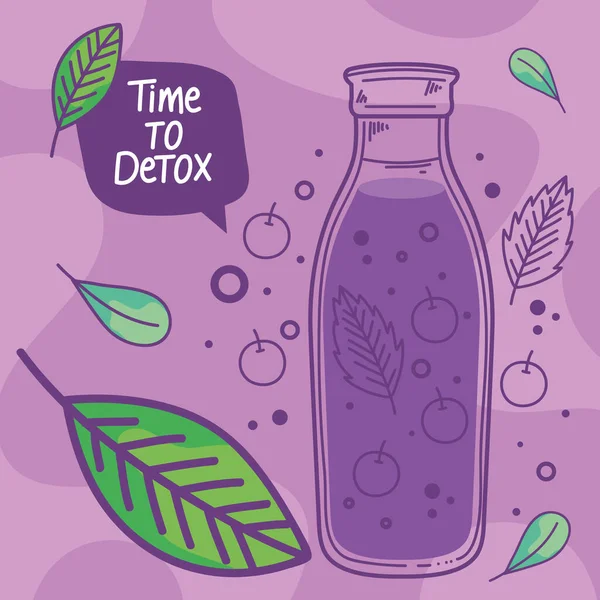 Time Detox Lettering Blueberries Drink Poster — стоковый вектор
