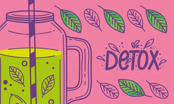 Detox Lettering Green Drink Poster — Stock vektor