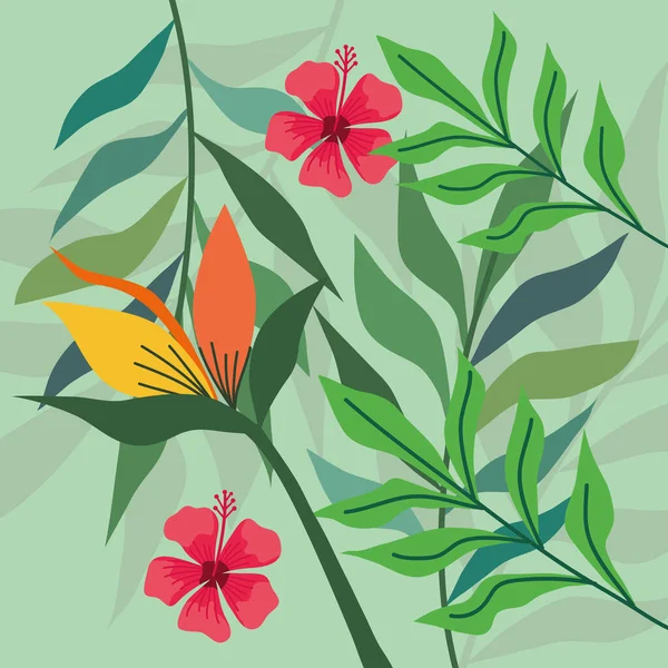 Heliconias Red Flowers Pattern Background — ストックベクタ