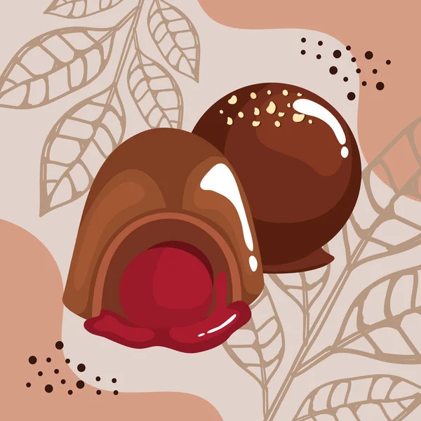 Chocolade Truffels Zoete Snoepjes Poster — Stockvector