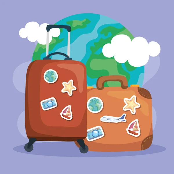 World Planet Suitcases Poster — Stockvector