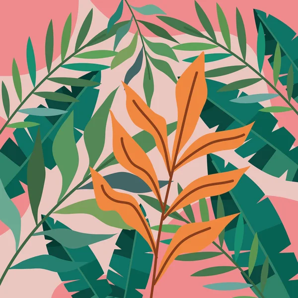 Jungle Tropical Leafs Pattern Background — ストックベクタ
