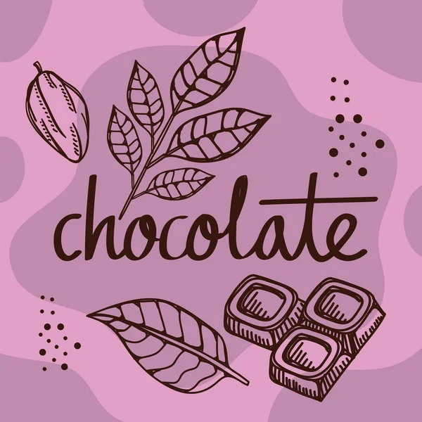 Lettrage Chocolat Avec Affiche Barre — Image vectorielle