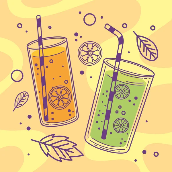 Citrus Fruits Detox Drinks Poster — Wektor stockowy