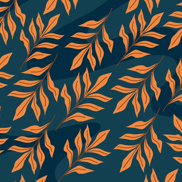 Jungle Orange Leafs Pattern Background — Wektor stockowy