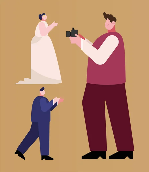 Düğün Zarif Karakter Grubu — Stok Vektör