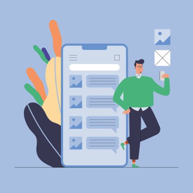 UI ve UX erkek tasarımcı karakter