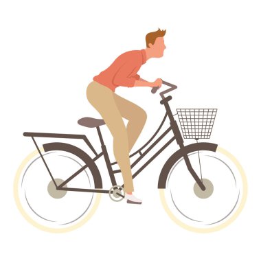 Bisiklet süren genç adam.