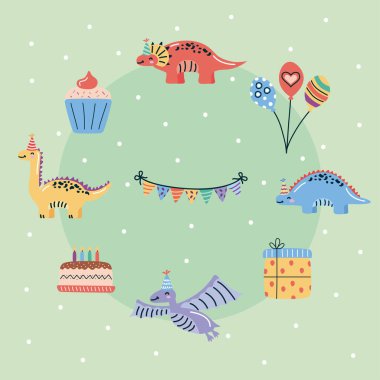 9 dinozor doğum günü simgesi