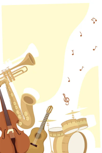 Όργανα Και Νότες Αφίσα Μουσικής — Διανυσματικό Αρχείο