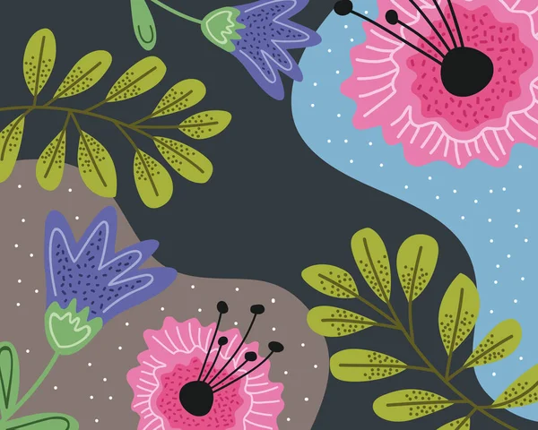 Pink Flowers Garden Pattern Background — 图库矢量图片