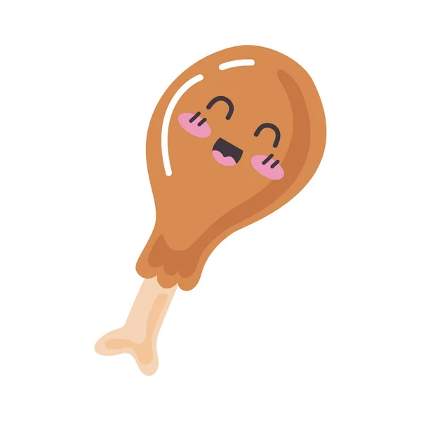 Chicken Delicious Food Kawaii Character — 스톡 벡터