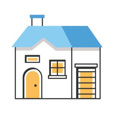 house with blue roof icon