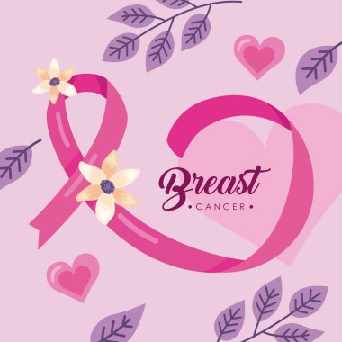 breast cancer lettering with ribbon