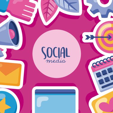 social media tech frame icons