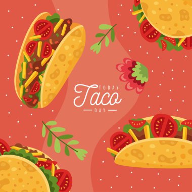 taco day lettering template with leafs