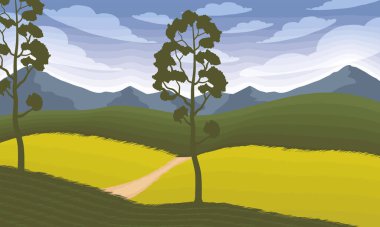 rural landscape with way scene