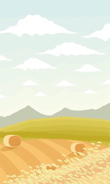 rural landscape with wheat harvest scene