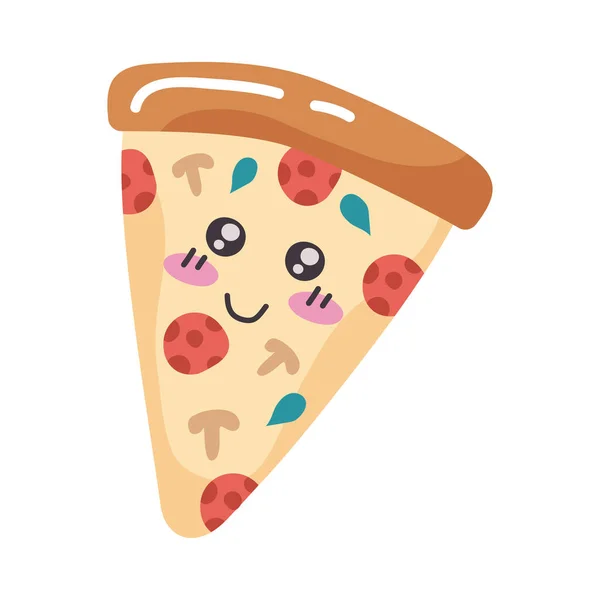 Pizza Delicious Food Kawaii Character — Stockový vektor