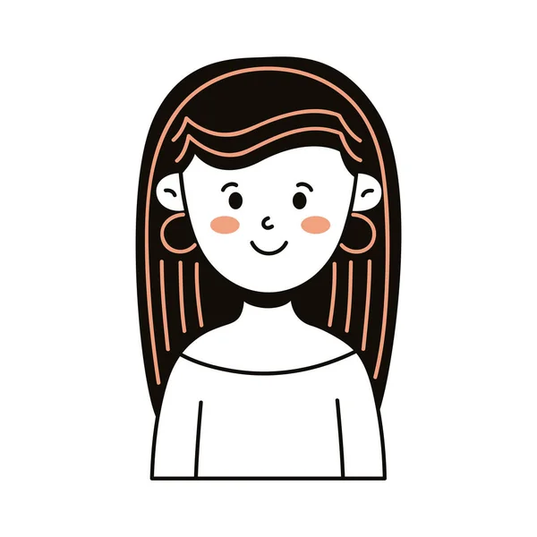 Woman Long Hair Character Icon — Stock vektor