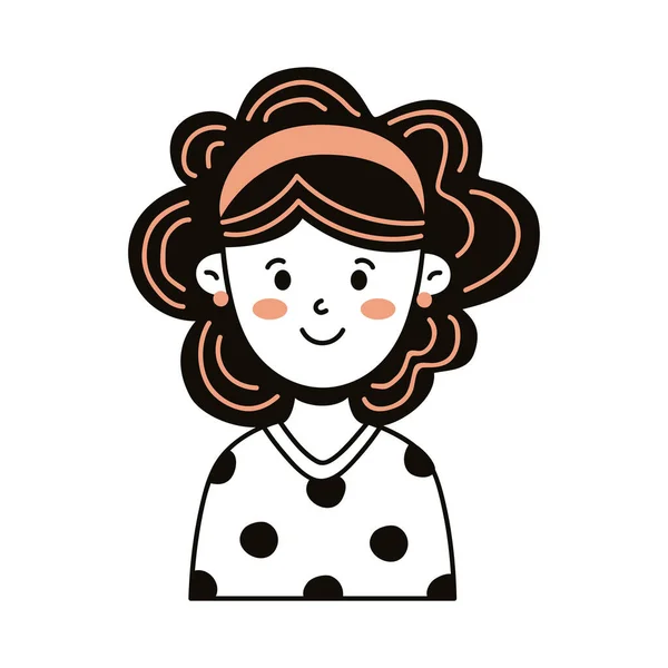 Jong Vrouw Avatar Karakter Pictogram — Stockvector