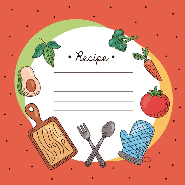 Recipe Fresh Vegetables Card — Vector de stock