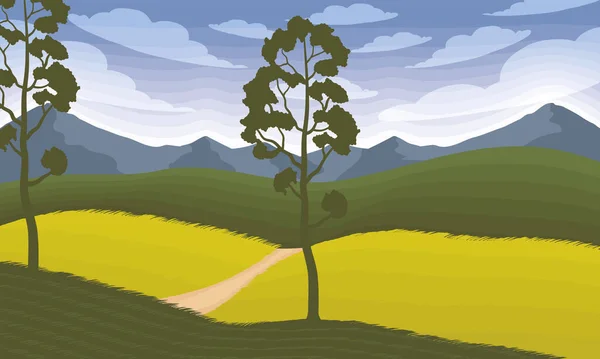Rural Landscape Way Scene — Image vectorielle