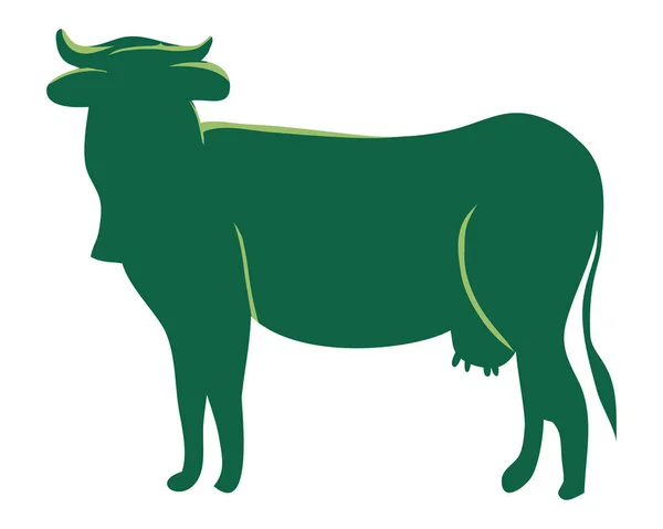 Cow Animal Green Silhouette Icon — ストックベクタ